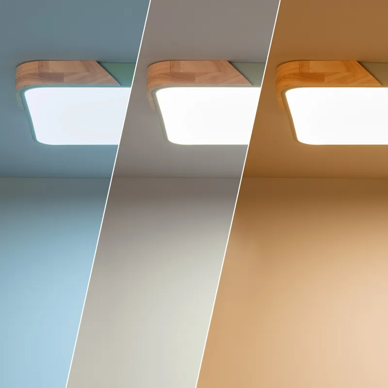 Plafonnier led 30w cct-40cm-3000k-4000k-6000k bois et métal vert