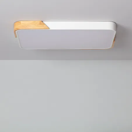 Plafonnier led 30w cct-40cm-3000k-4000k-6000k bois et métal blanc