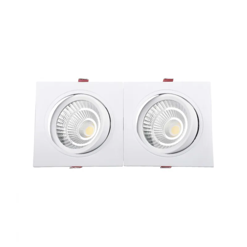 Downlight spot 10w led double carre blanc encastrable orientable-900 lumens