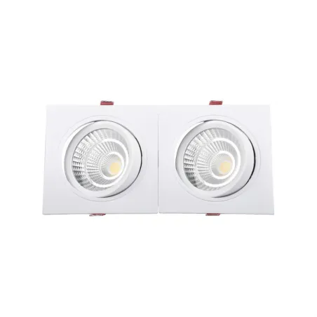 Downlight spot 10w led double carre blanc encastrable orientable-900 lumens