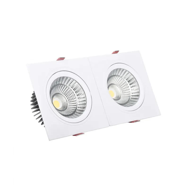 Downlight spot 30w led double carre blanc encastrable orientable-2700 lumens