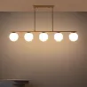 Plafonnier suspendu 5 boules verre culot  et métal doré