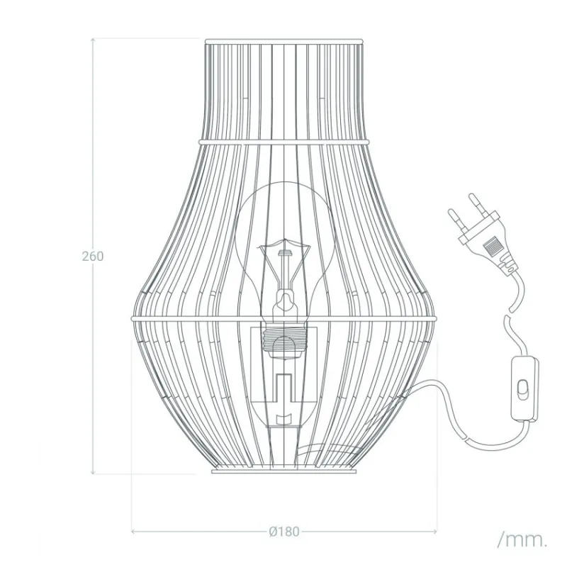 Lampe a poser de table rotin culot e27 style cage