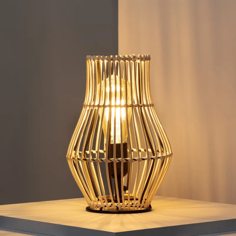 Lampe a poser de table rotin culot e27 style cage