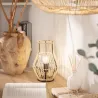 Lampe a poser de table rotin culot e27 style cage