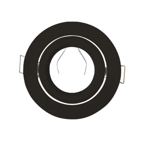 SUPPORT DE SPOT ROND NOIR 1/4 TOUR ORIENTABLE 95 mm