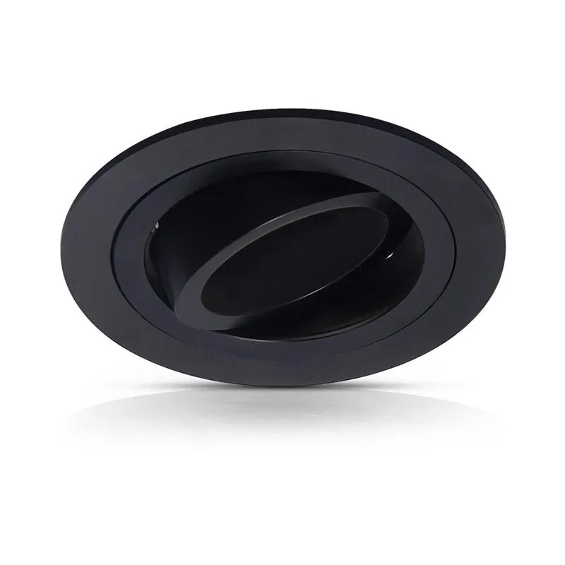 SUPPORT DE SPOT ROND ALUMINIUM ORIENTABLE 92 mm NOIR
