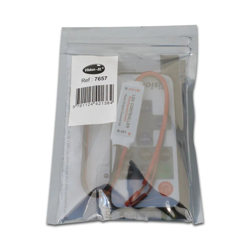 MINI CONTROLEUR BANDEAU LED MONOCHROME 12/24V DIM AVEC TELECOMMANDE RF