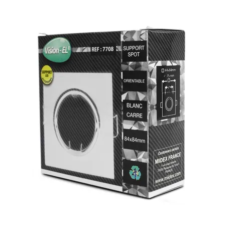 SUPPORT DE SPOT CARRE BLANC  ORIENTABLE 85x85 mm
