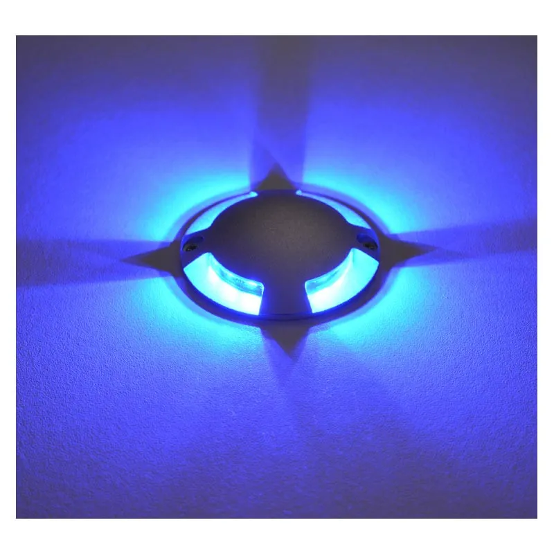 SPOT LED BALISE 1 W BLEU ROND IP67 4 DIFFUSEURS