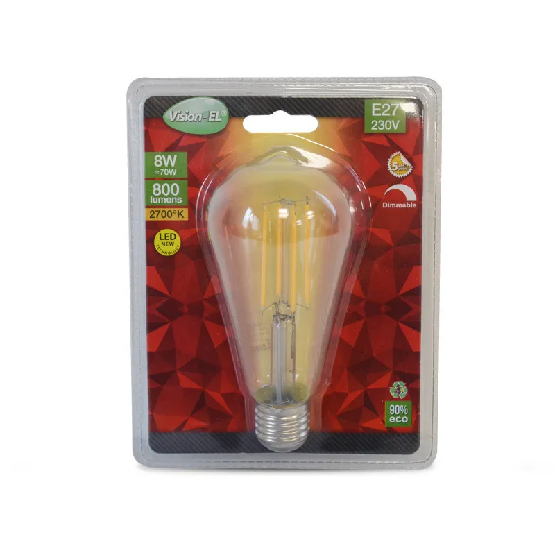 LED FIL COB ST64 E27 8 W 2700 K DIMMABLE BLISTER