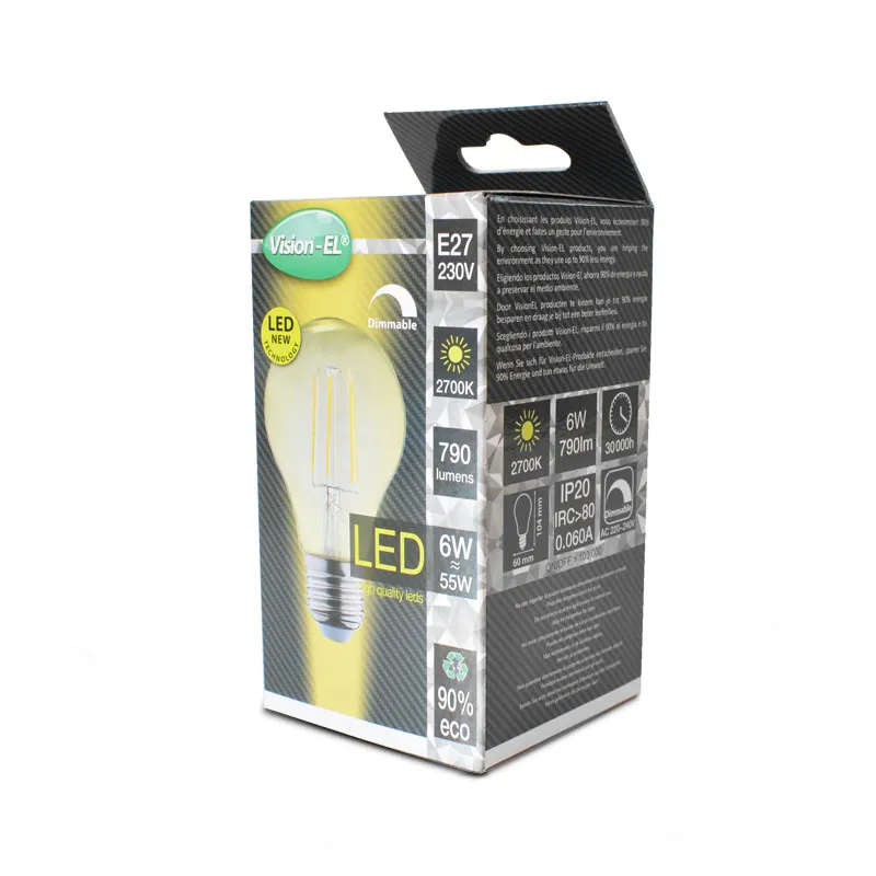 LED FIL COB BULB E27 6 W 2700 K GOLDEN DIMMABLE BOITE