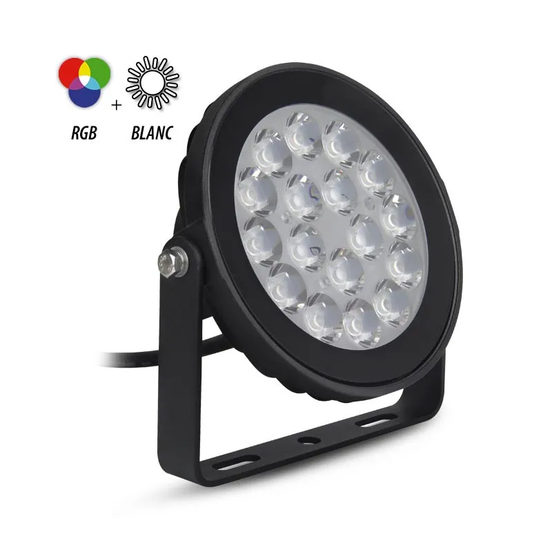 PROJECTEUR EXTÉRIEUR NOIR 230V 9W RGB + BLANC CCT IP65