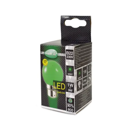 LED   1 W  BULB B22   VERTE  BOITE