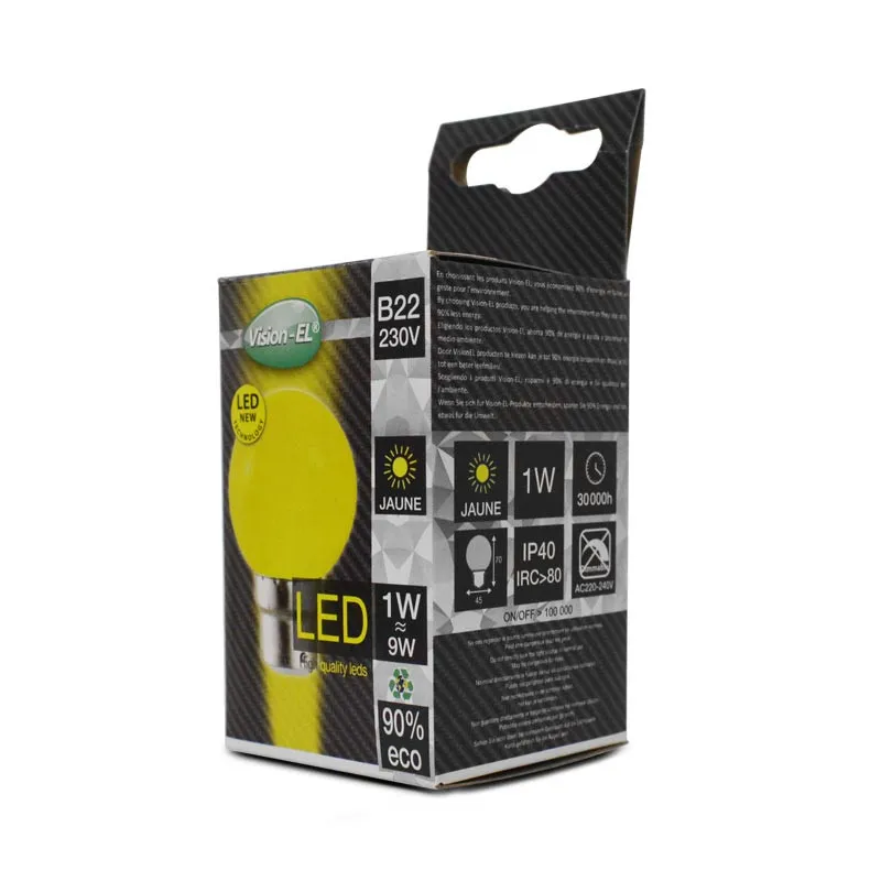 LED   1 W  BULB B22   JAUNE  BOITE