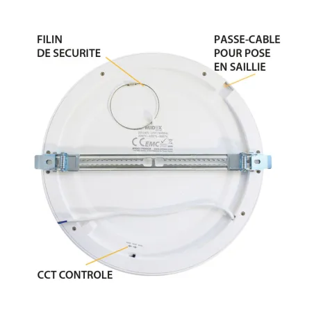 LED PLAFOND DIAM  295  24 W      CCT   BLANC PC DIAM ENCAST AJUST