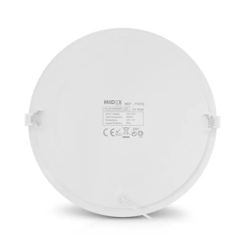 LED PLAFOND  DIAM 300  24 W  3000 K  BLANC PC