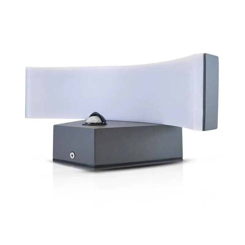 APPLIQUE MURALE CURVILIGNE LED 6 W 4000K GRIS ANTHRACITE IP54 + DETEC