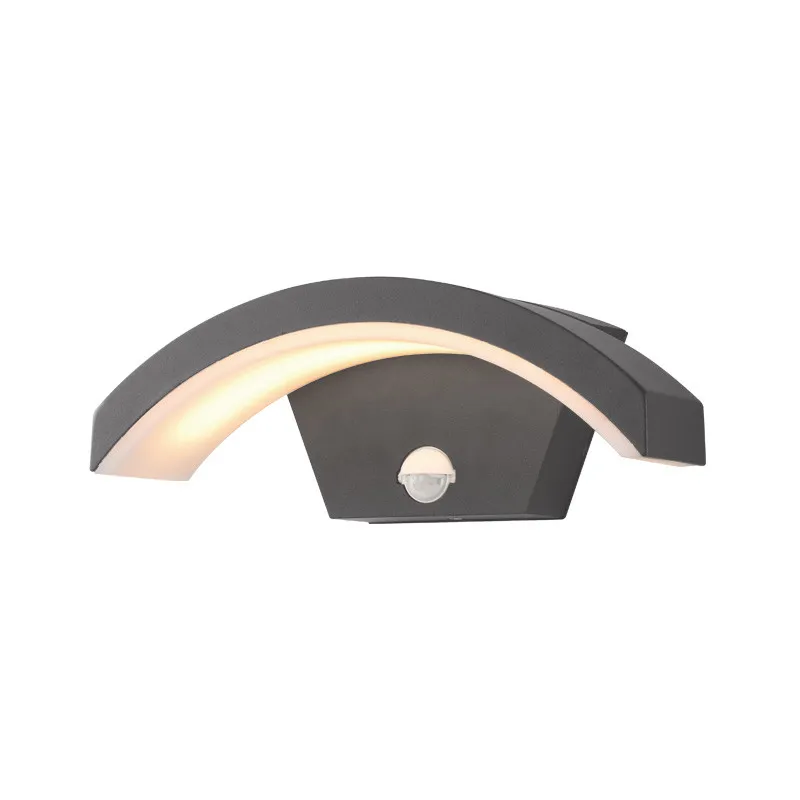 APPLIQUE MURALE CURVILIGNE LED 6 W 3000K GRIS ANTHRACITE IP54 + DETEC