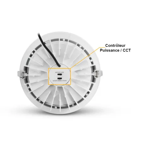 LED DOWNLIGHT BLC ROND CCT + PUISS 34-40W AJUST 5 ANS