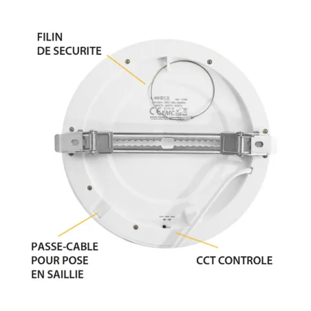 LED PLAFOND DIAM  225  18 W        CCT PC  BLANC DIAM ENCAST AJUST