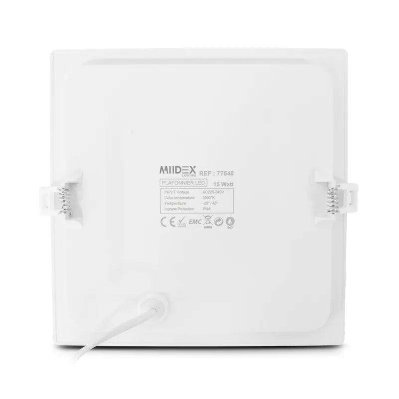 PLAFONNIER LED BLANC 200X200 15W 3000K