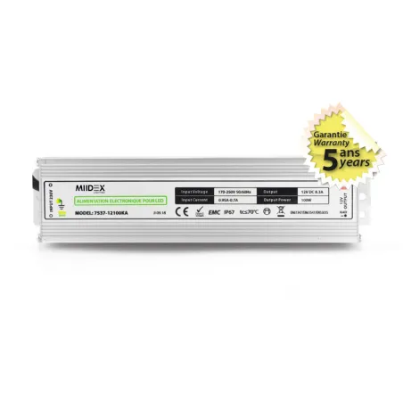 Alimentation LED 12V DC B LUMINEUX 100W IP67