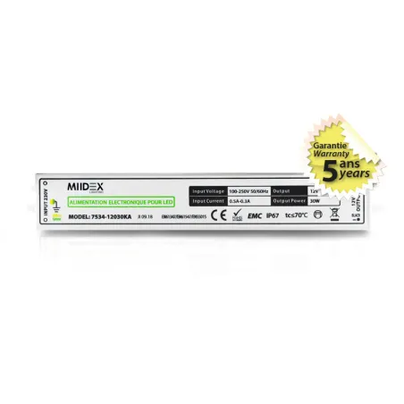 ALIMENTATION POUR LED 30W - 12V DC - IP67 - GARANTIE 5 ANS