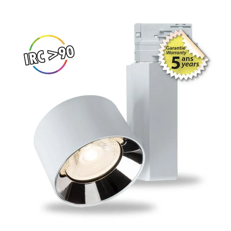 SPOT LED SUR RAIL 30 W BLANC 3000K IP20 230V 5ANS