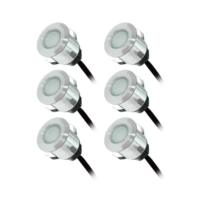 KIT SPOT LED TERRASSE 6 x 0,6 W 12V 3000 K ROND IP67 + ALIM 230 V