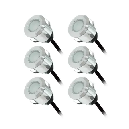 KIT SPOT LED TERRASSE 6 x 0,6 W 12V 3000 K ROND IP67 + ALIM 230 V