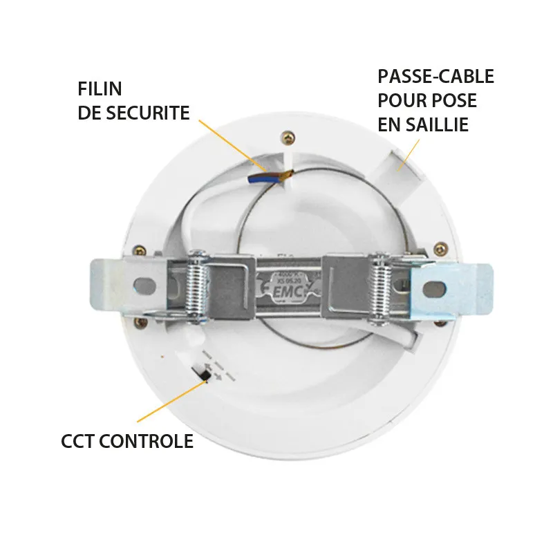 LED PLAFOND   DIAM 128 6 W      CCT PC BLANC DIAM ENCAST AJUSTABLE