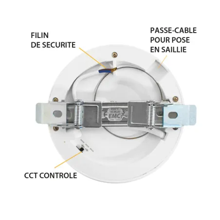 LED PLAFOND   DIAM 128 6 W      CCT PC BLANC DIAM ENCAST AJUSTABLE