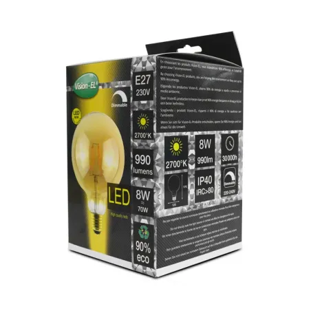 LED FIL COB GLOBE G125 E27 8 W 2700 K GOLDEN DIMMABLE BOITE