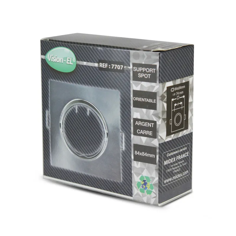 SUPPORT DE SPOT    CARRE ARGENT ORIENTABLE 85x85 mm