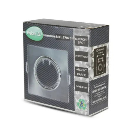 SUPPORT DE SPOT    CARRE ARGENT ORIENTABLE 85x85 mm