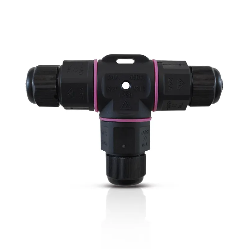 CONNECTEUR ETANCHE FORME T IP68 450 V NOIR 3 FILS