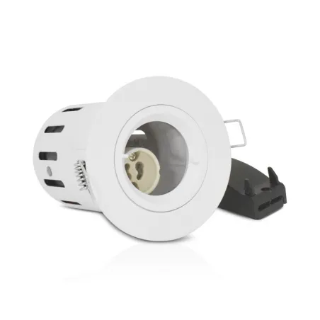 SUPPORT DE SPOT BBC  ROND BLANC  FIXE ajouré IP65 + douille automatiqu
