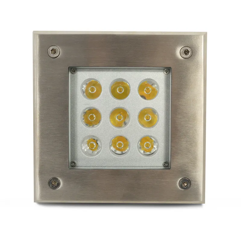 SPOT LED ENCASTRABLE SOL 9 W 230 V 3000 K IP67 CARRE INOX 316L