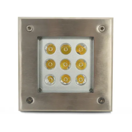 SPOT LED ENCASTRABLE SOL 9 W 230 V 3000 K IP67 CARRE INOX 316L