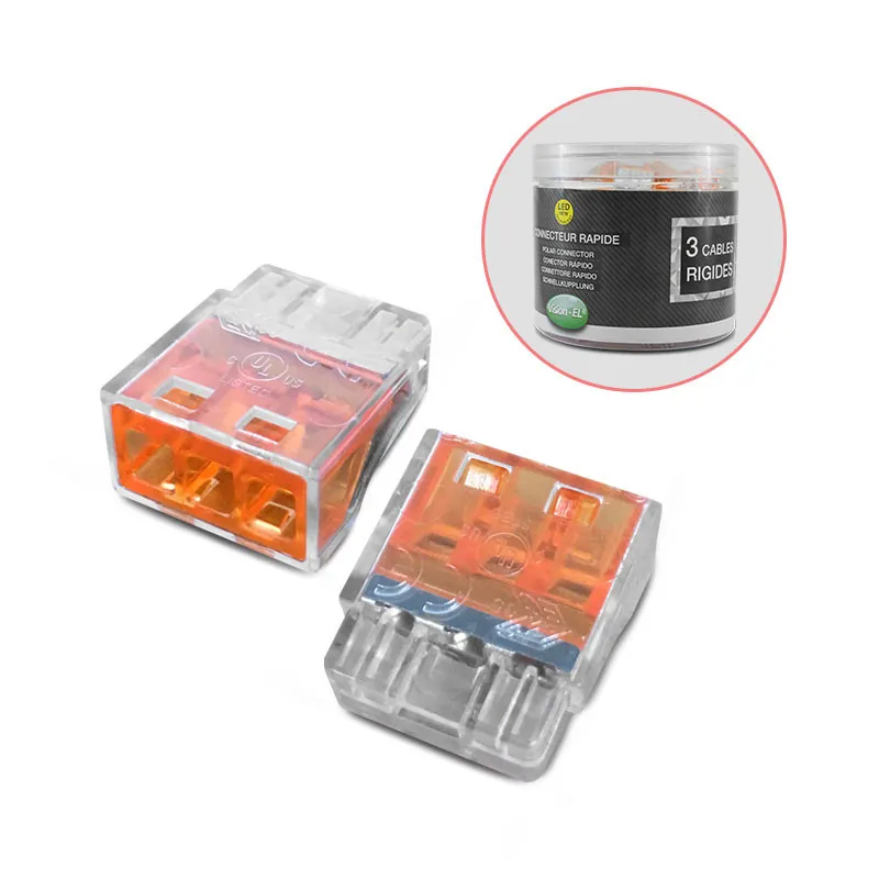 CONNECTEUR RAPIDE 3 FILS RIGIDE BOITE DE 100 PCS