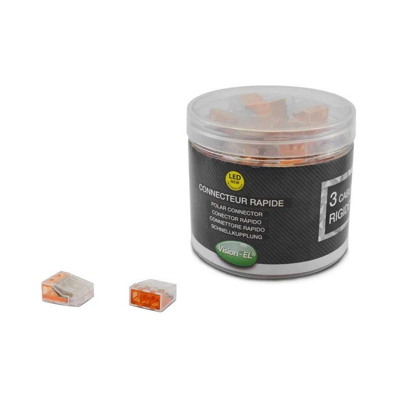 CONNECTEUR RAPIDE 3 FILS RIGIDE BOITE DE 100 PCS