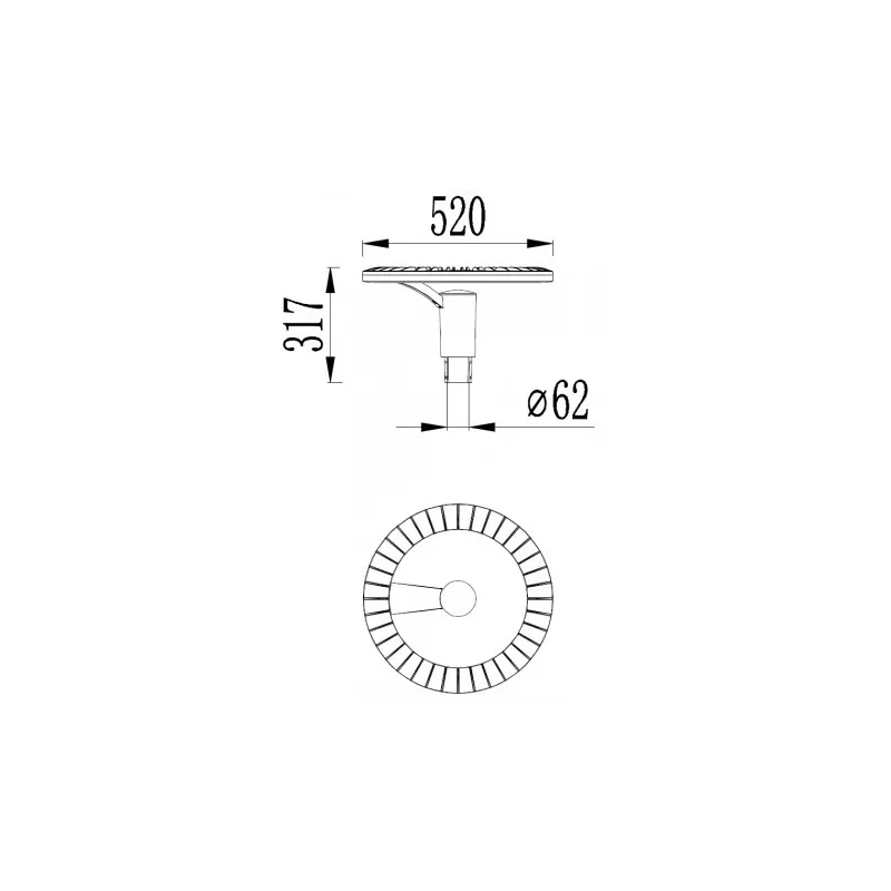 Lampadaire éclairage public extérieure 60w led gris anthracite ip65-220v-4300 lumens-3000k