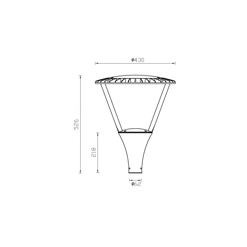 Lampadaire éclairage public extérieure 60w led gris anthracite ip65-220v-4300 lumens-3000k