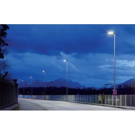 Lampadaire candélabre éclairage public extérieure 80w led gris ip65-220v-10645 lumens-3000k