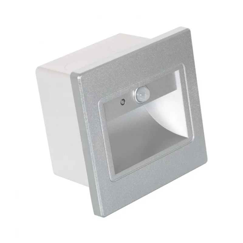 Spot de balisage détecteur 1.5w LED 220v escalier mur encastrable gris