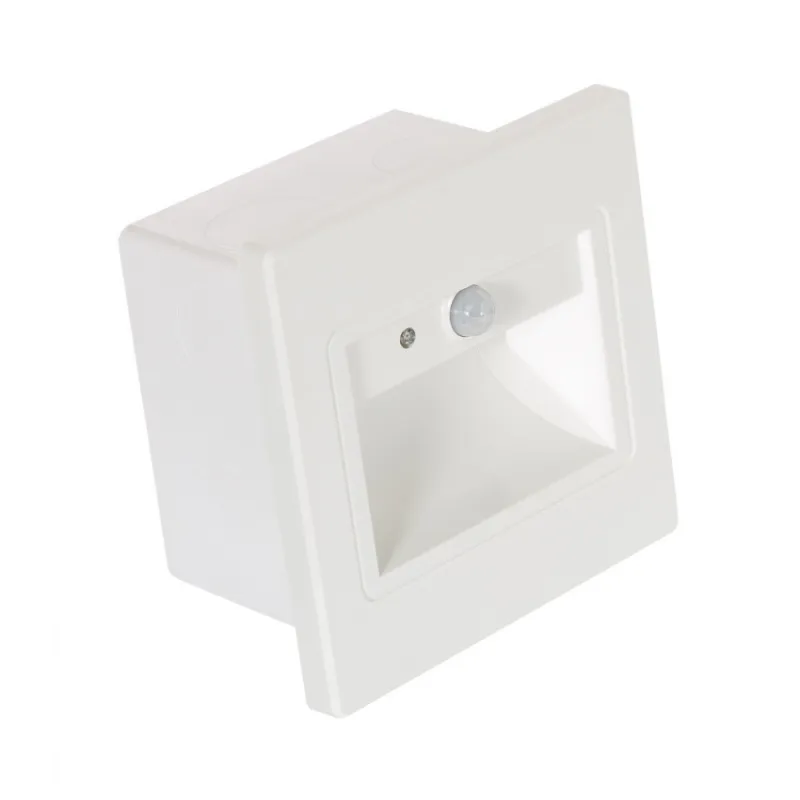 Spot de balisage détecteur 1.5w LED 220v escalier mur encastrable blanc