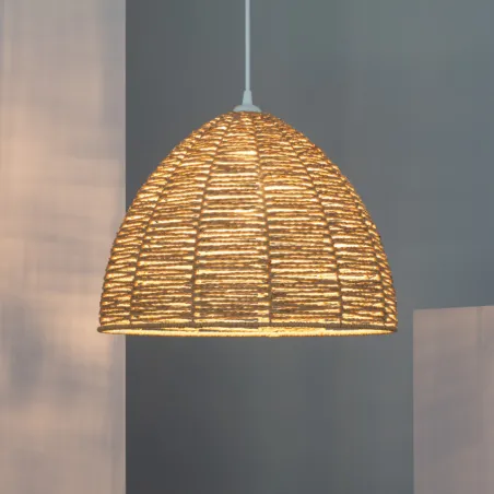 Suspension luminaire suspendu papier tressé marron culot e27