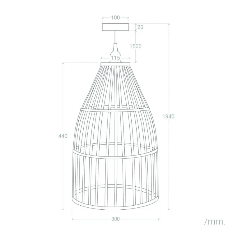 Suspension luminaire suspendu bois rotin culot e27