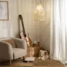 Suspension luminaire suspendu bois rotin culot e27